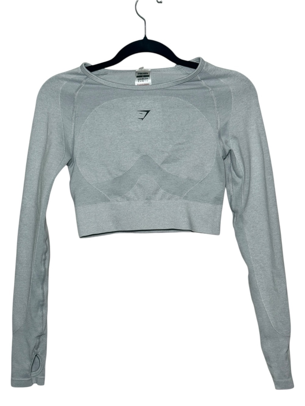 Gymshark Light Grey Long-Sleeve Cropped Seamless Top